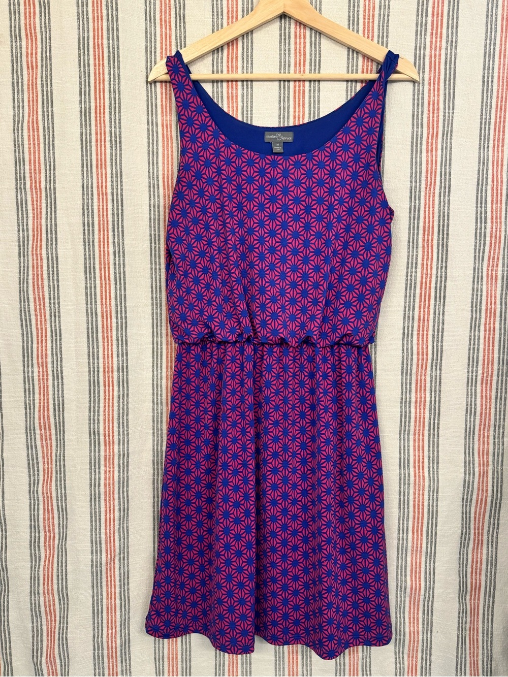 Market & Spruce Blue and Pink Sleeveless Midi Dress